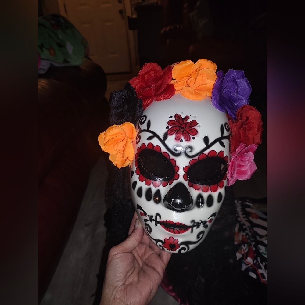 Vibrant Floral Skull Mask